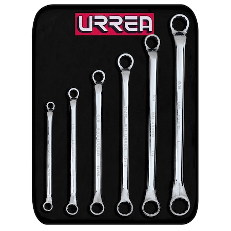 Urrea Full polished 12-point 45 Degree box-end wreches set of 6 pieces, inches 8100C